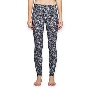 Lululemon Shine Tight Roll Down Legging SIZE 4 Shimmy Shimmer Black White Yoga